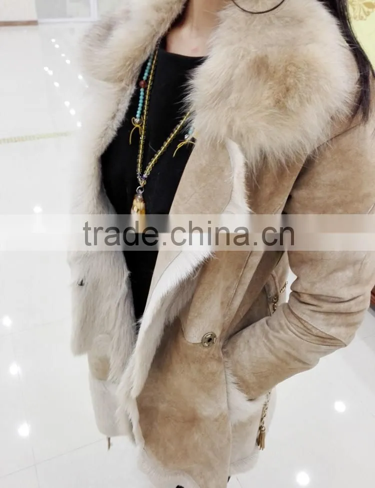 wholesale price one fur coat for women / sheep leather jacket