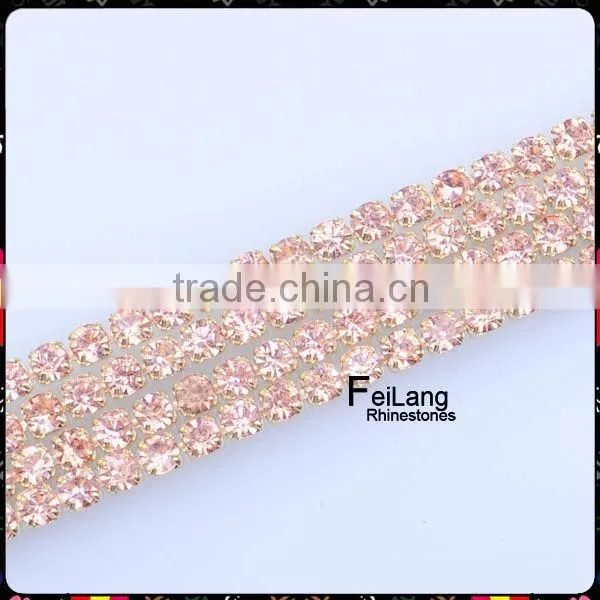 The latest fashion 2mm dense rhinestone cup chain