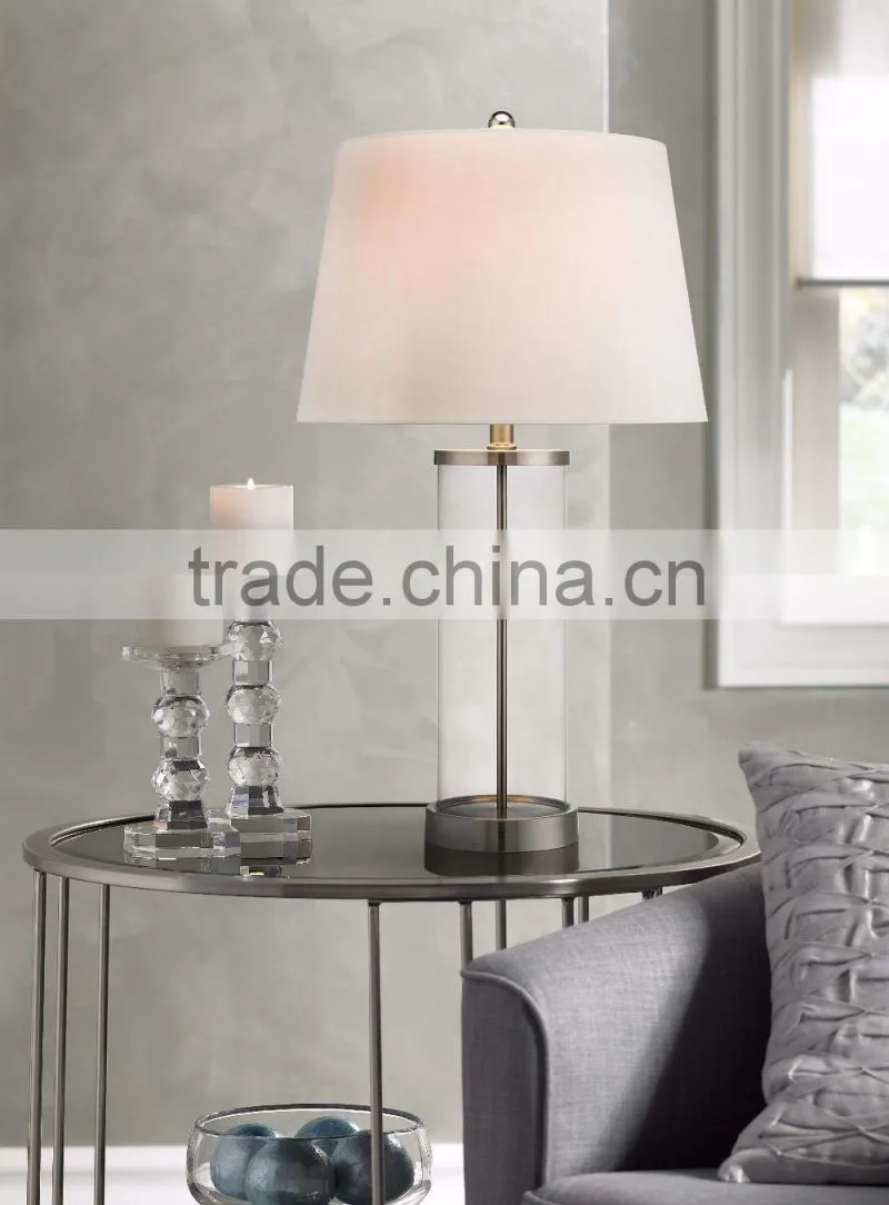 11.22-2 bottom metal trim in shimmering Collectible or decorative objects Glass and Steel Cylinder Fillable Table Lamp