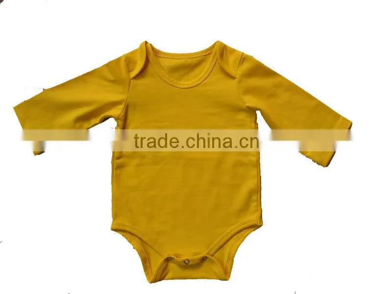 Cotton Spandex Plain Yellow Baby Rompers