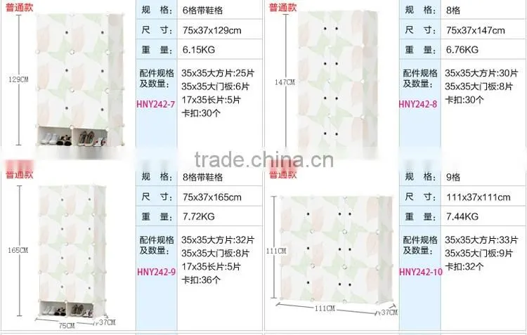 DIY portable bedroom corner plastic clothes wardrobe box