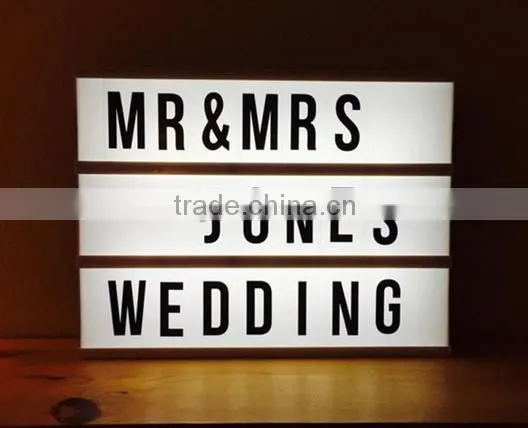 DC5V USB Wire Customized DIY Free Combination Letters Lamp Cinematic LED A4 Size Acrylic Light Box with Letter