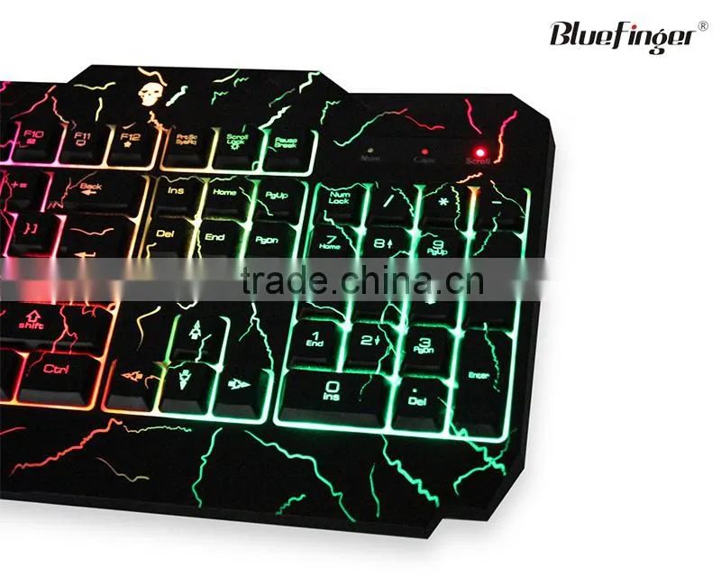 Rainbow LED Backlit Gaming Keyboard with Cool Crack parttern