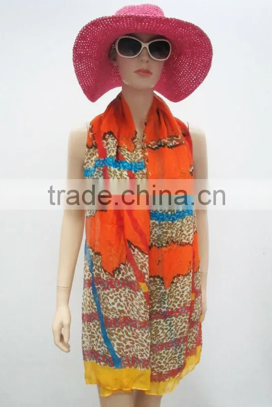 Leopard pattern scarf,100% polyester scarf,Long size scarf