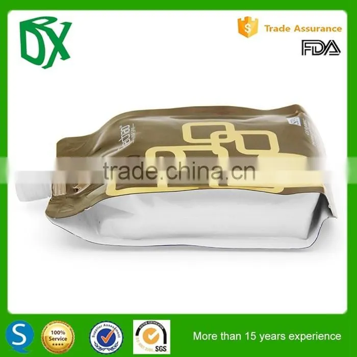 Trending hot products plastic waterproof laminated beverage pouch with spout for beer and wine