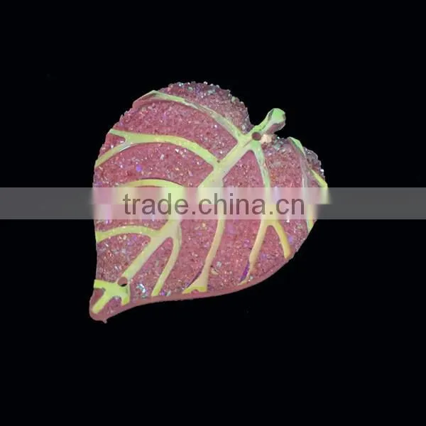 Leaves Shape Stone Rhinestone Accessories ,Resin Cabochon Gemstone ,Garment Gemstone,can make 2holes
