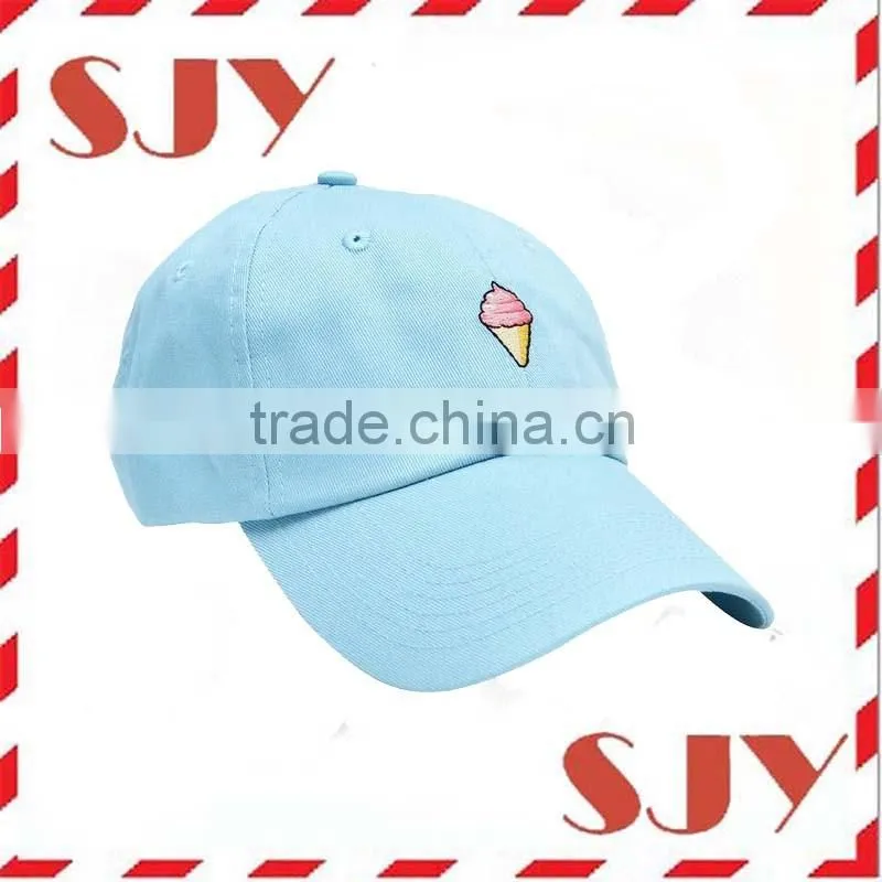 Custom embroidery low profile 6 panel short brim baseball cap