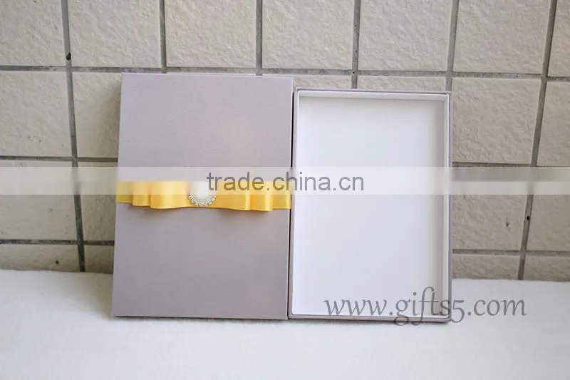 Fancy wedding invitation gift box with ribbon