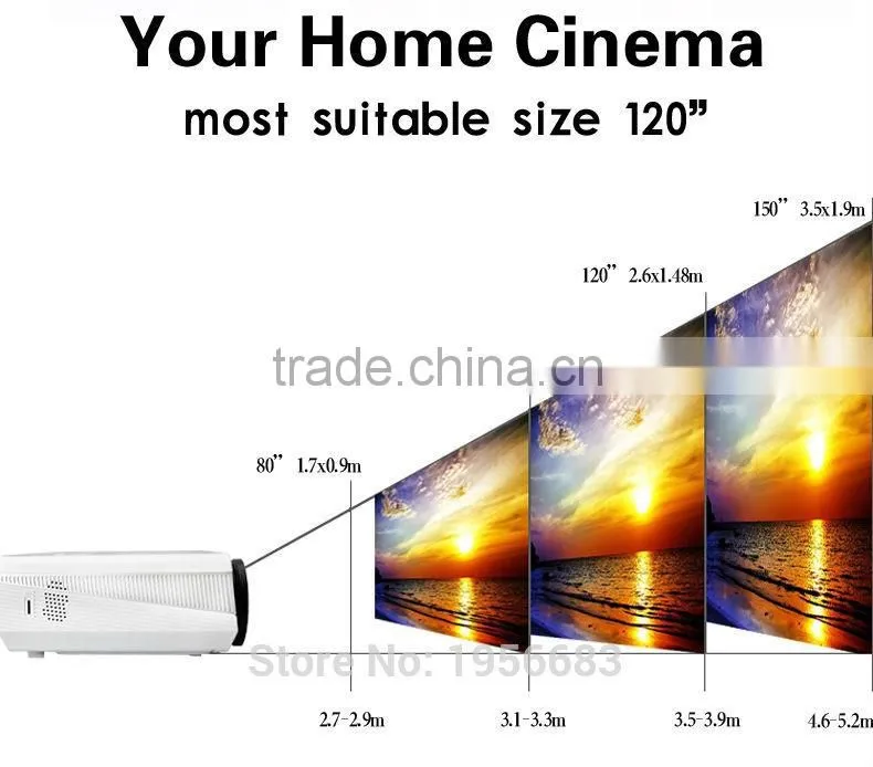 cheapest factory price! 3000 Lumens, 1080P LED projector with android WIFI for home use/bars