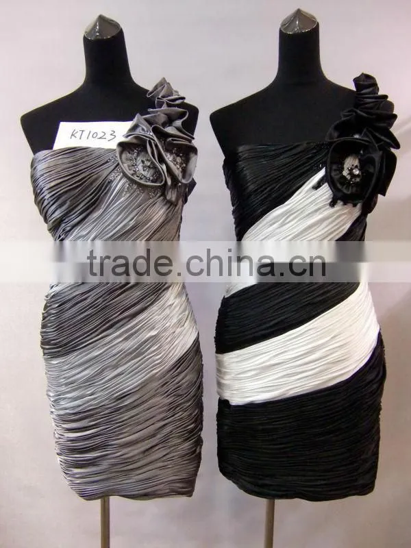 One shoulder prom cocktail dress floral embellished fantasy cocktail dress 2014