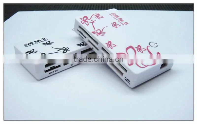 OEM wholesale high quality 6 ports print flower plastic card reader(OS-CR118)
