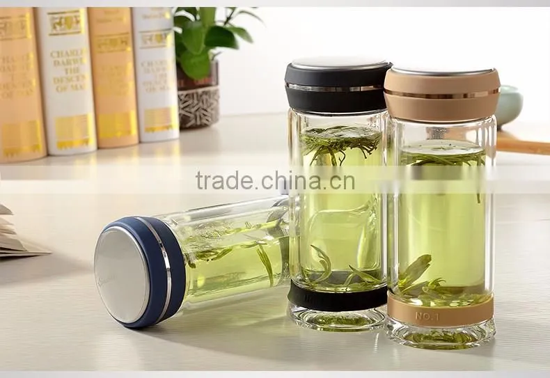 Promontional Gift Sports Bottle Eco Borosilicate Fruit Glass Water Bottle Infuser