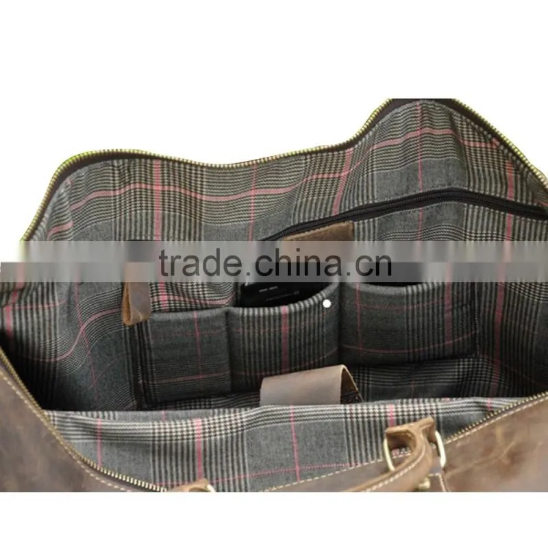 2016 hot sale Genuine leather luggage travel bag duffle bags brown