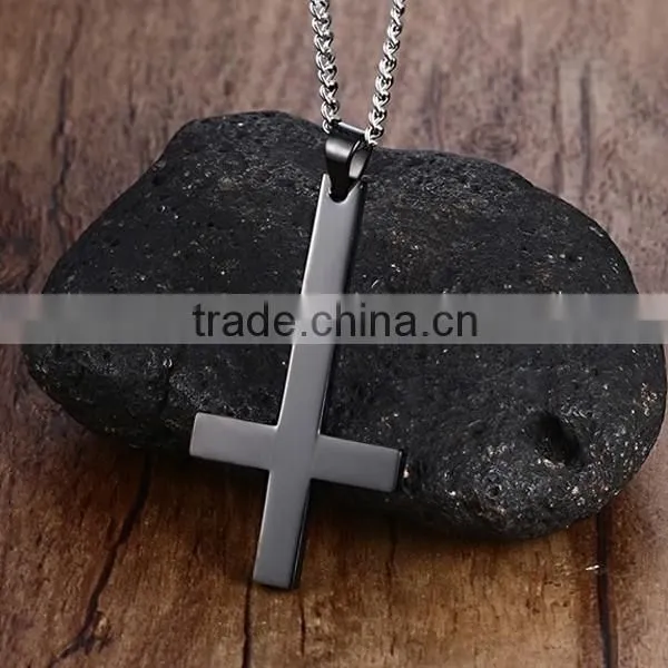 Europe Inverted Cross Stainless Steel Necklace 2016