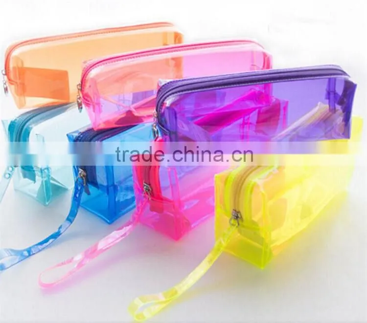 wholesale promotional clear plastic transparent unbranded pattern pencil case for office
