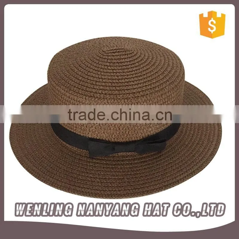 Stylish Flat Top Strawhat Ladies Hat Paper Hat Bow Lady Sun Hat Visor Cap