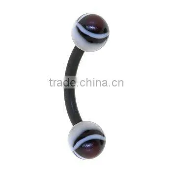 black cateye star eyebrow barbell piercing jewelry