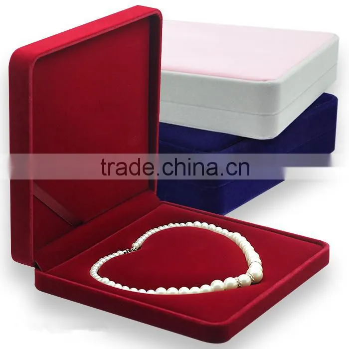 High end flocking pearl neacklace box jewelry case