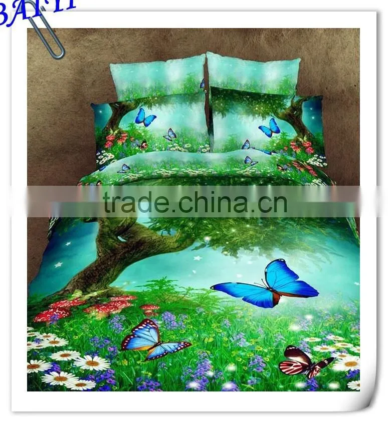 3D reactive printed 100% Cotton quilt cover sets from China manufacturer