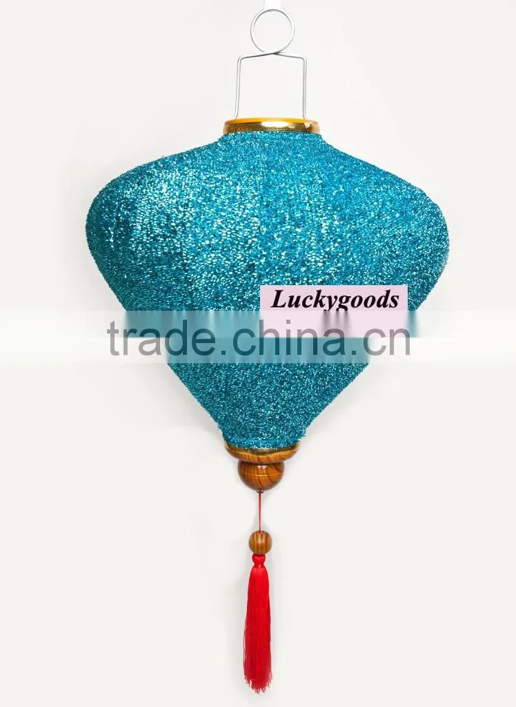 hot sale hanging 12inch gold vietnamese lantern for decoration