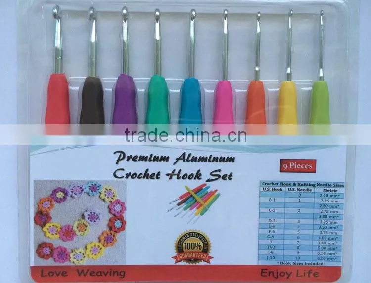 Custom TPR crochet hooks set aluminum crochet hook