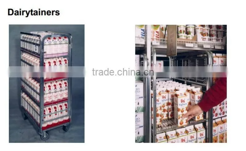 heavy duty dairy container cage milk trolley for grocery