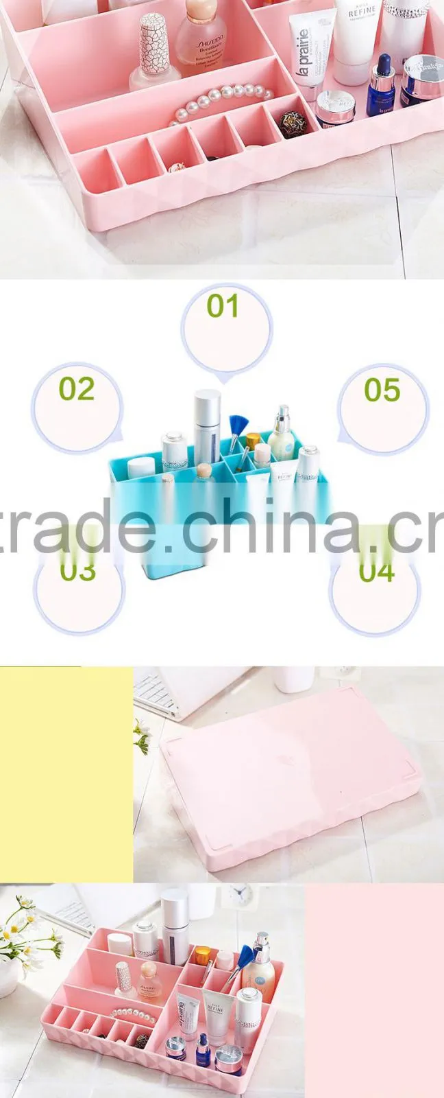 15 cells Make Up Organizer Sorting Box for Tidy Storage of Cosmetics