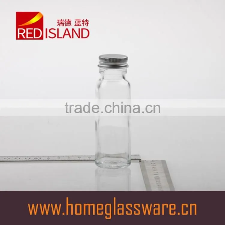 short and thin clear glass bottle for oil, candies or other storage or as fancy gift