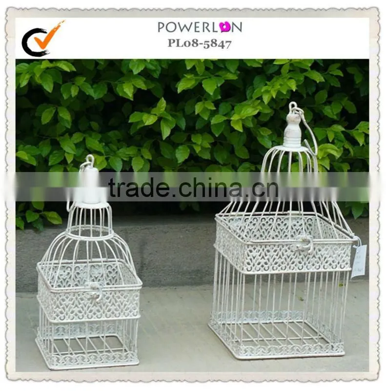 vintage white round metal big bird cage