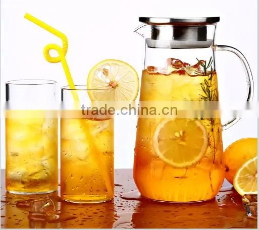 Clear Glass Water Jug Set with two glass water cups