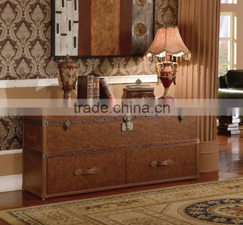 Chinese Style Living Room Furniture Wooden Classic Console Table Leather Cover
