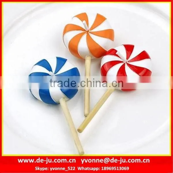 Double Colors Lollipop Desk Candy Shaped Flat Candle