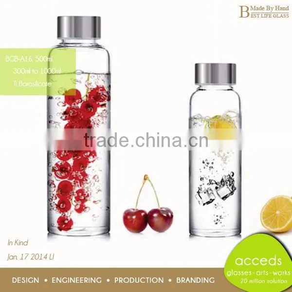 Design Ti-Borosilicate Portable Silicone Water / Tea Travel Bottle Set