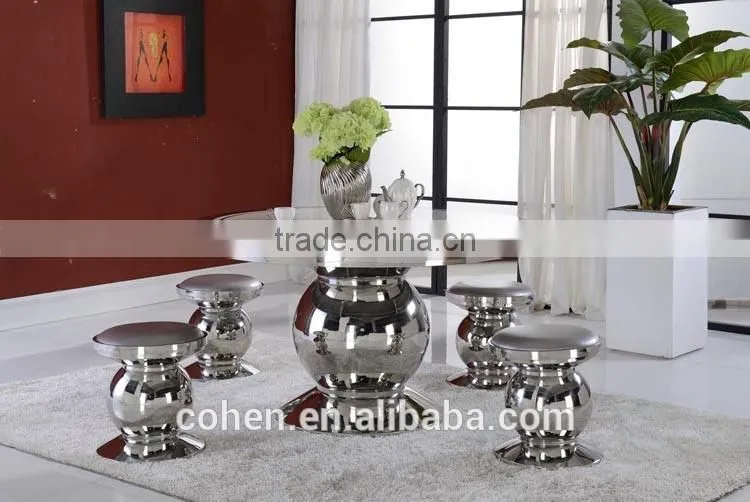 2016 Hot sale elegant high back stainless steel metal reception chair/leisure chair/dining chair with patterned fabric covered
