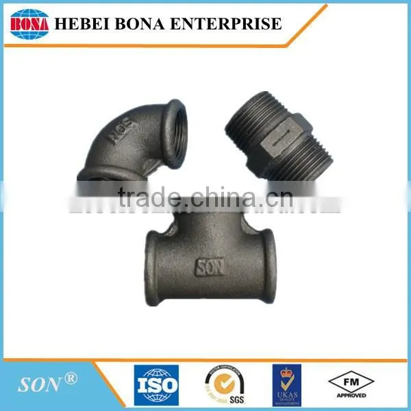 Black BS standard malleable cast iron pipe fittings with superior quality