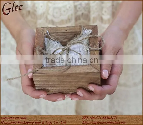 small size ring bearer box with burlap pillow 4in