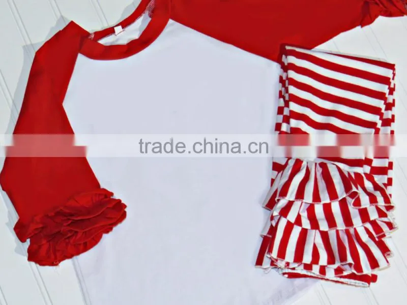Cheap Blank Icing Ruffle Shirt Toddler Girls Football Team School Spirit kids Baseball Tee Plain T-Shirt Halloween Ruffle Raglan