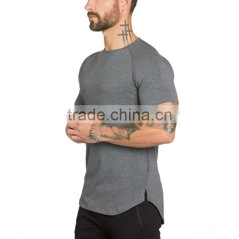 Wholesale side split short sleeve fitted tee shirt