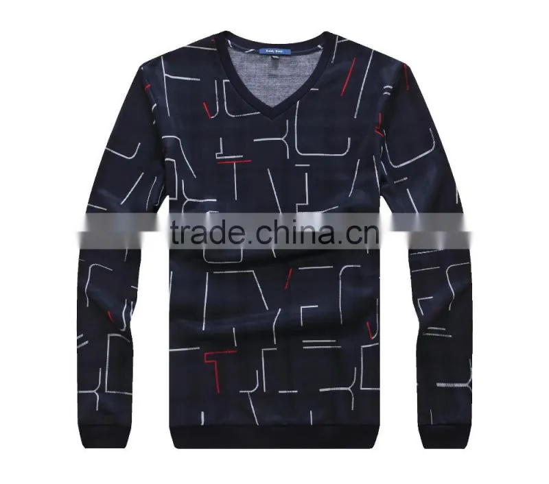 Men's Long sleve v-neck fashion T-shirt