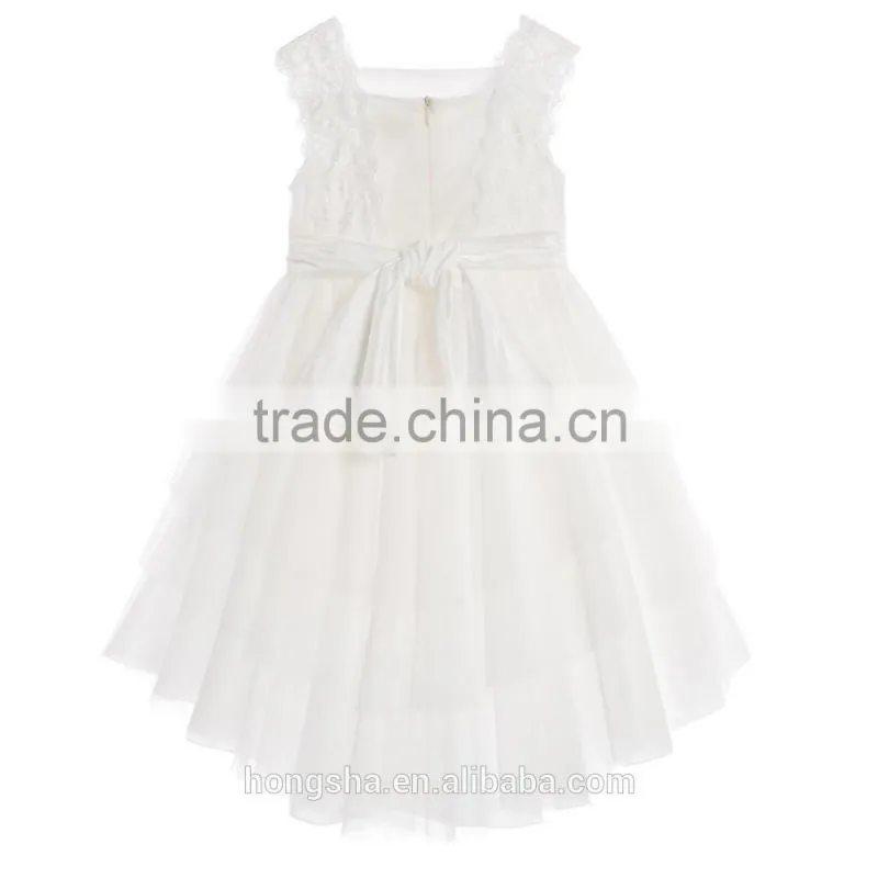 White Flower Girl Dresses Girls Satin Lace Boutique Party Dresses HSD6989