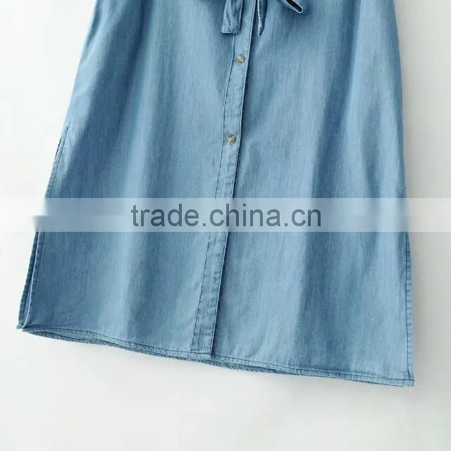 China ready goods wholesale latest design tencel casual denim dress
