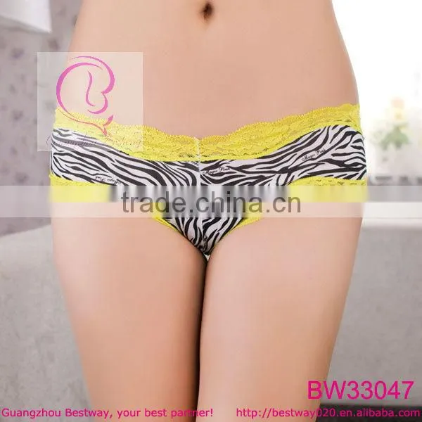 Fashion zebra printed underwear with lace trim