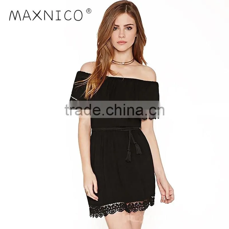 Maxnegio off shoulder short sholesale alibaba hawaiian dresses with lace and tassel