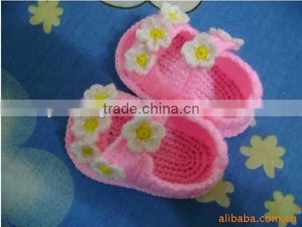 Lovely Design Hand-Made Crochet Shoes w flower for Baby