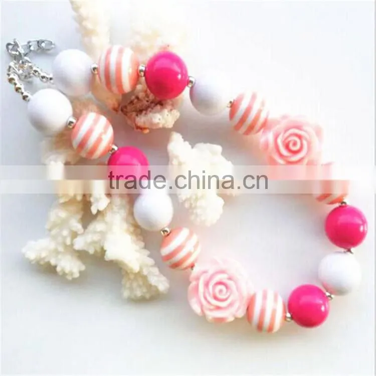 wholesale Girl's necklace handmade plastic bead cheap plastic bead necklace for children