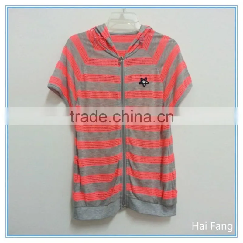 Children girl fashion hoody stripped hoodie child kids summer t shirts hoodie