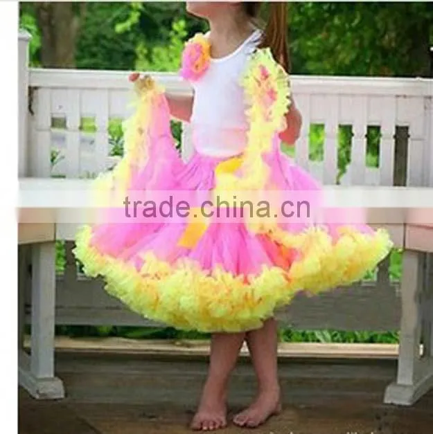 Children's Boutique Super Fluffy Drop Ballet Ruffled Satin Belt Bow Tutu Chiffon Party Clothing Girls' Fluffy Pettiskirts