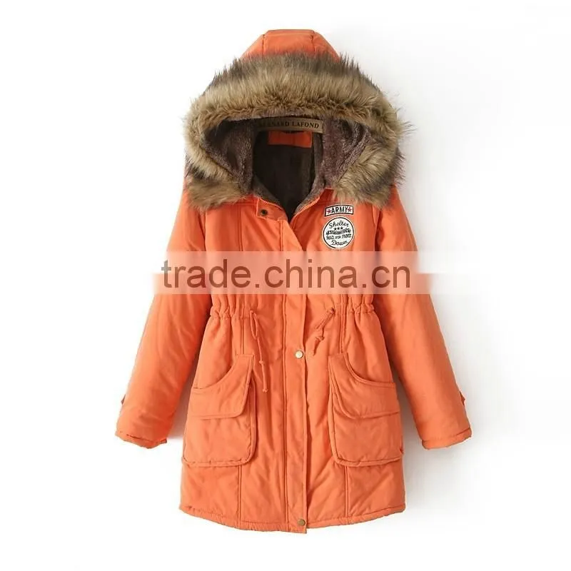 Women's Fashion Faux Fur Lapel Double-breasted Thick Wool Trench Coat Jacket
