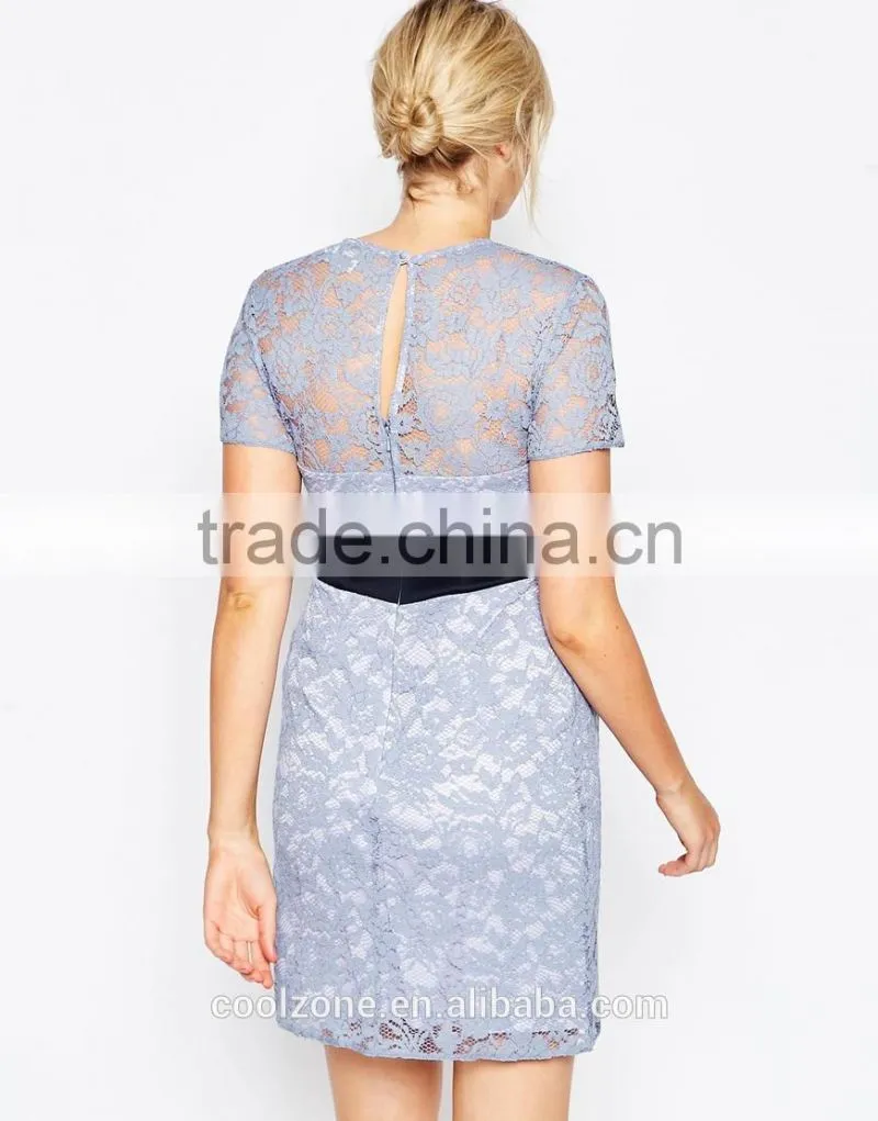 Contrast Waistband Bodycon Fit Lightweight lace Preganat Women Dresses