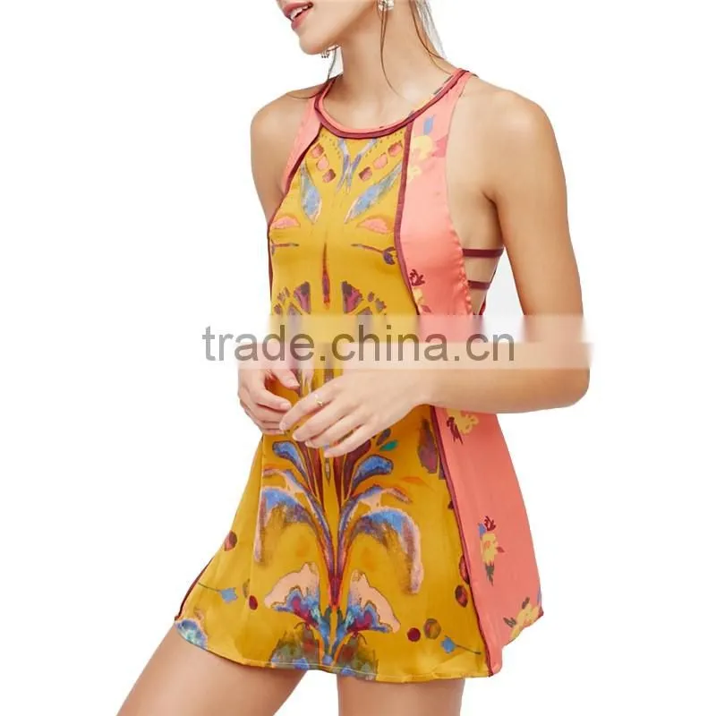 2017 OEM Summer Femme Silky Tunic Dream Free Printed Sexy Blouse